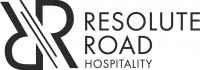 The image shows a logo with the text "Resolute Road Hospitality" and a stylized "R" design.