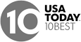 The image features a logo with the number "10" inside a circle, and the text "USA TODAY 10BEST" next to it.