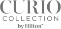 The image displays the "Curio Collection by Hilton" logo in a stylish font, with "Curio" prominently featured.